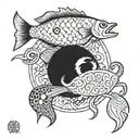 fish and a crab zodiac sign tattoo design idea