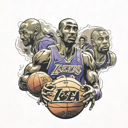 Haunted Family, jersey nba player kobe bryant, number 24, and gift basketball ball tattoo design idea
