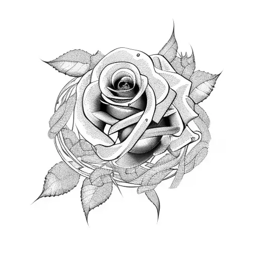 Black snake entwined with barb wire and roses  tattoo design idea