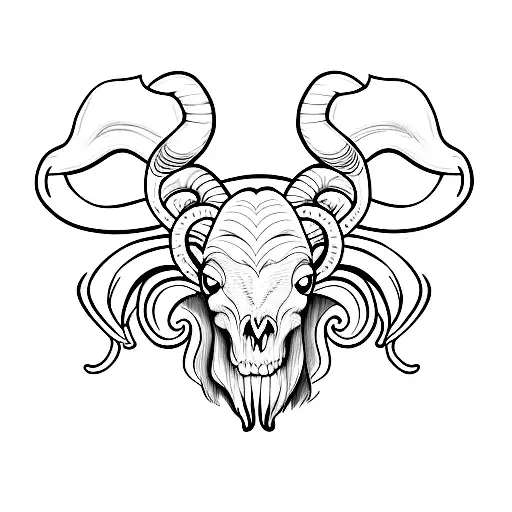 dark ram skull  tattoo design idea