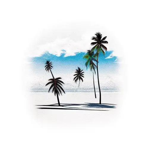 ankle tattoo beach with palm trees nomad tattoo design idea