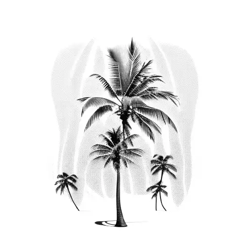 beach with palm trees nomad tattoo design idea