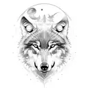 wolf with Mauri style pixels  tattoo design idea