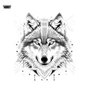 wolf with Mauri style pixels  tattoo design idea