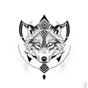 wolf with Mauri style pixels  tattoo design idea