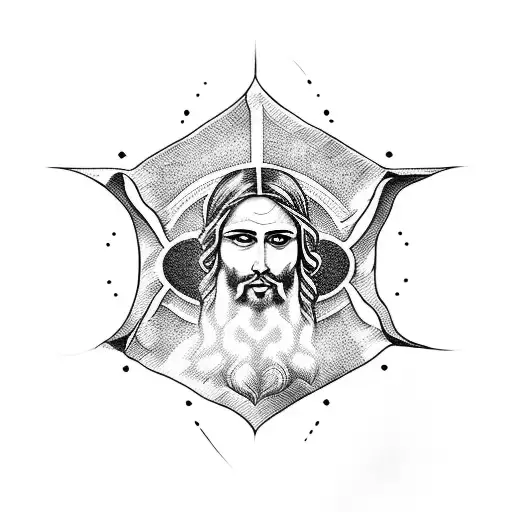 A detailed illustration of Jesus holding an open bible tattoo design idea