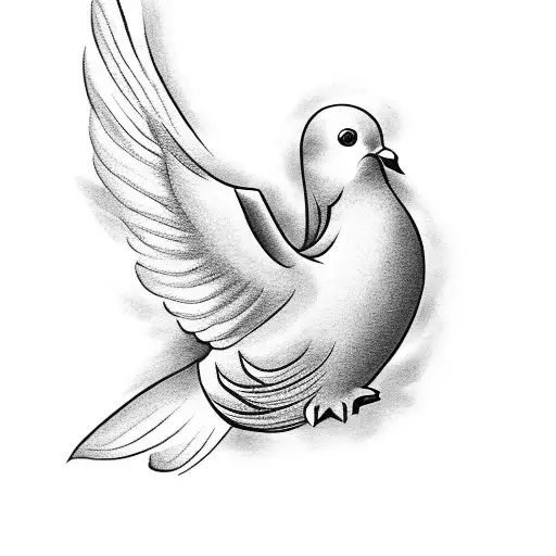 A black-grey tattoo depicting a dove with an olive branch and a bible tattoo design idea