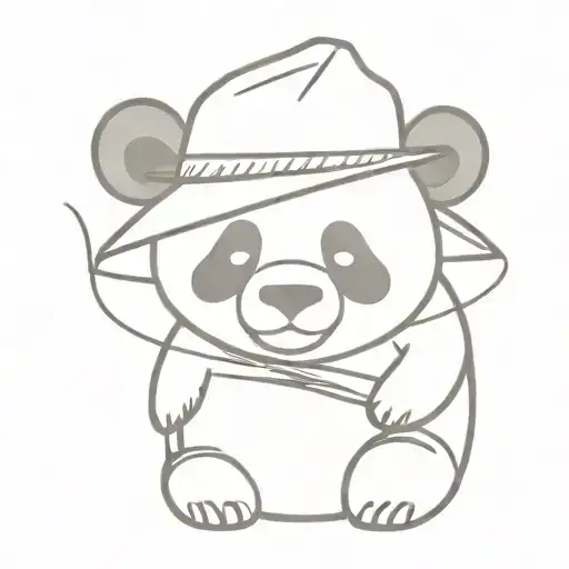 A panda with a rice hat   tattoo design idea