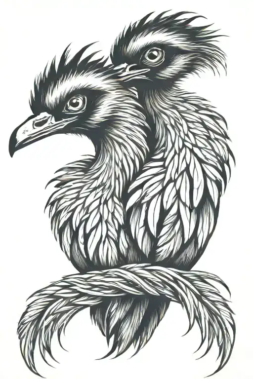 emu feather intertwined tattoo design idea