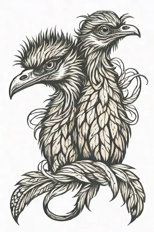 emu feather intertwined tattoo design idea