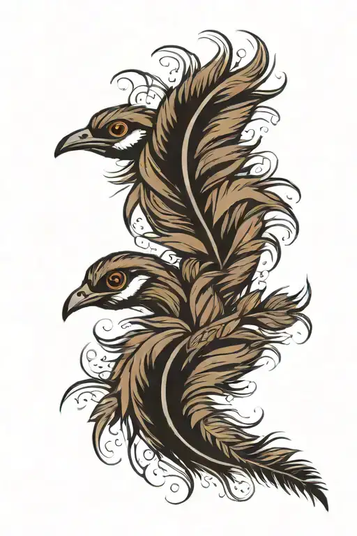 emu feather intertwined tattoo design idea