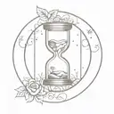 hourglass with tree of life in the center and sun and moon in the corners tattoo design idea