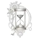 hourglass with tree of life in the center and sun and moon in the corners tattoo design idea