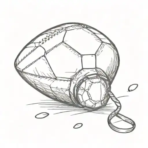 A sketch of a football with a dog paw print as the laces tattoo design idea