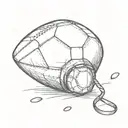 A sketch of a football with a dog paw print as the laces tattoo design idea
