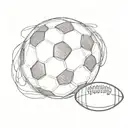 A sketch of a football with a dog paw print as the laces tattoo design idea