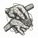 pinky promise inertwined with an infinite sign saying forever and always   tattoo design idea