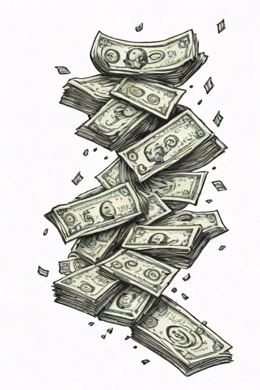 women money raining tattoo design idea