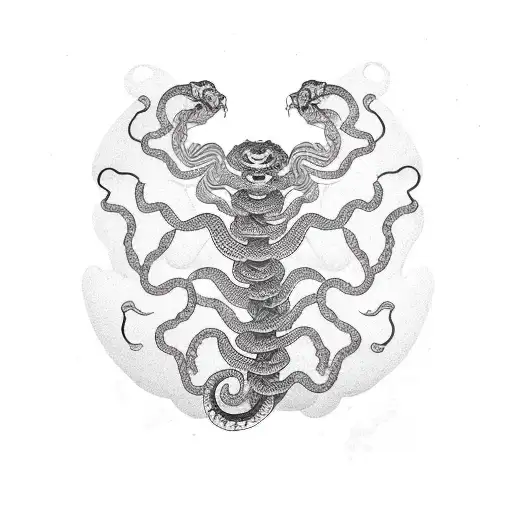 Scorpio merging with a snake tattoo design idea