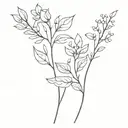 stems leaves and flowers tattoo design idea