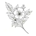 stems leaves and flowers tattoo design idea