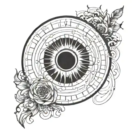 a circle and a line, black hole  tattoo design idea