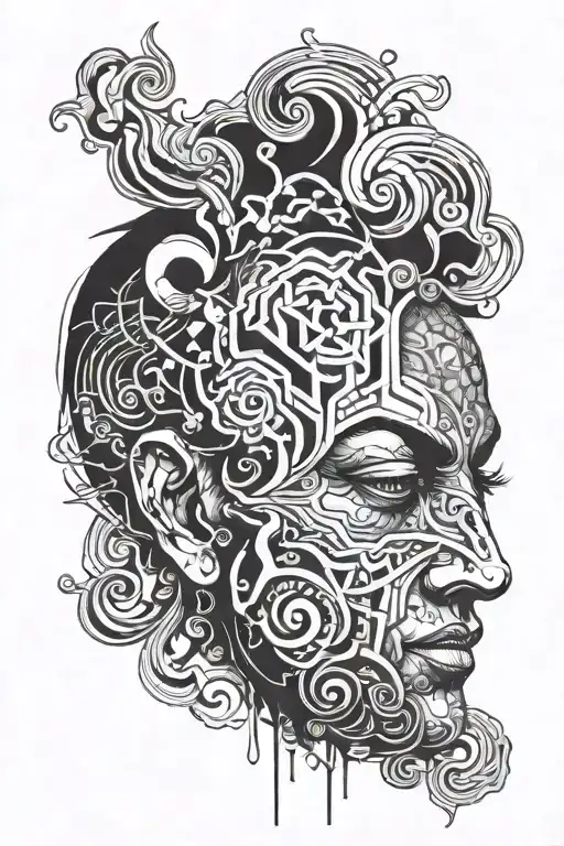 mind control face tattoo design idea