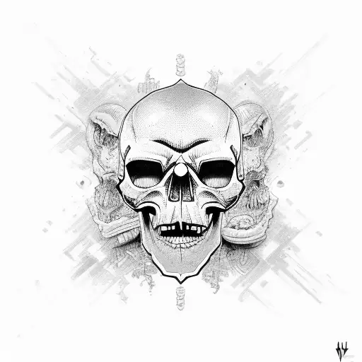 skull horror tattoo design idea