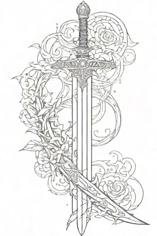 anime sword tattoo design idea
