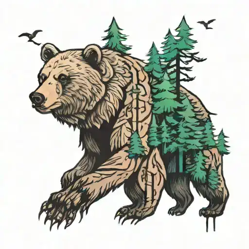 Forest, bear tattoo design idea