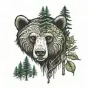 Forest, bear tattoo design idea