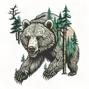 Forest, bear tattoo design idea