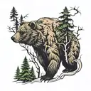 Forest, bear tattoo design idea