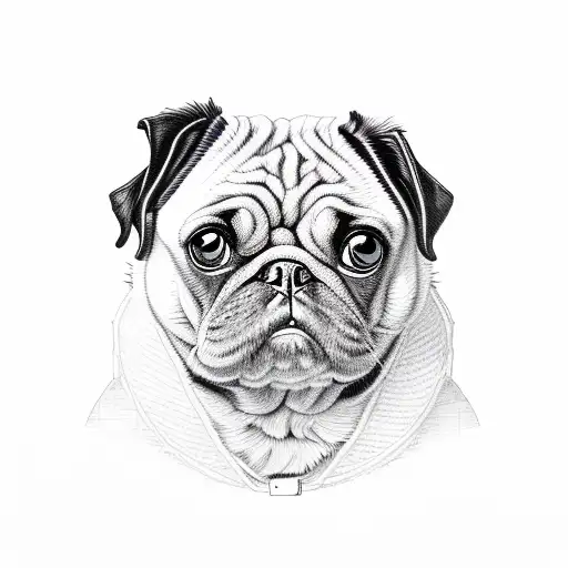 black pug tattoo design idea