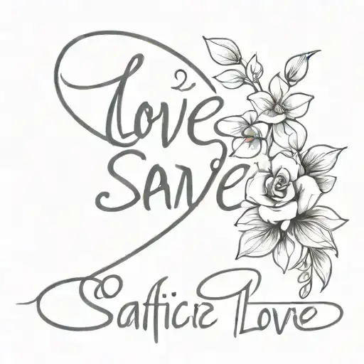 a small tattoo design with the saying Love is sacrifice Love is Pain Love is pacience Love is sharing Love is Honesty tattoo design idea