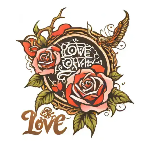 a small tattoo design with the saying Love is sacrifice Love is Pain Love is pacience Love is sharing Love is Honesty tattoo design idea
