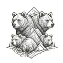 realism mountain and 3 bears  tattoo design idea