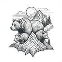 realism mountain and 3 bears  tattoo design idea