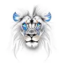 Lion with blue eyes tattoo design idea