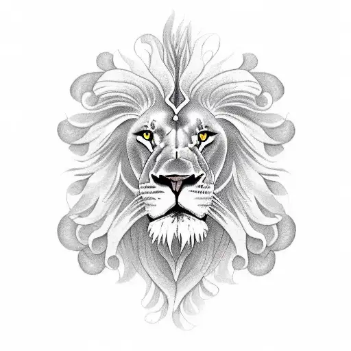Lion. Peonias  tattoo design idea