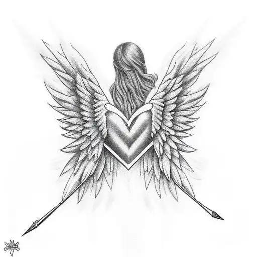 broken heart drawings with wings