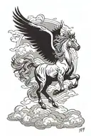 Pegaso with lighting storm clouds tattoo design idea
