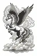 Pegaso with lighting storm clouds tattoo design idea