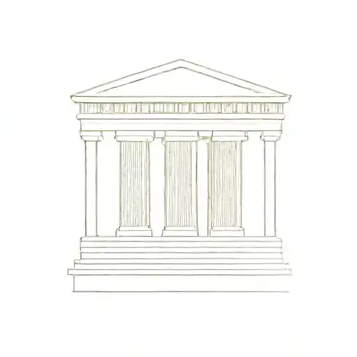 Greek Parthenon silhouette with a coffee cup as the focal point tattoo design idea