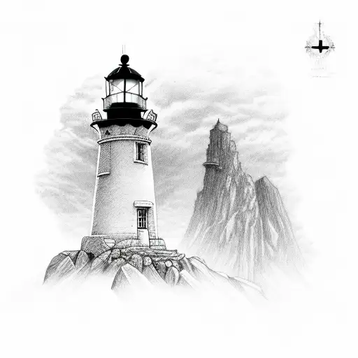 Lighthouse cross cybersigilism neotribal tattoo design idea