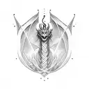 A mythical dragon emerging from a computer screen, breathing lines of code instead of fire tattoo design idea