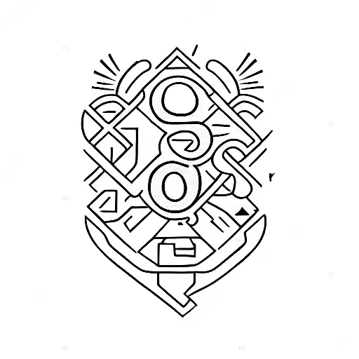 letters J,A,O and number 4 tattoo design idea