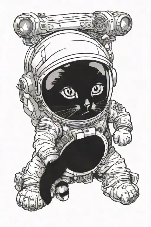 cat astronaut tattoo design idea