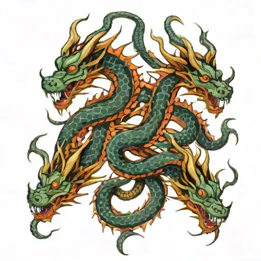 3 headed hydra dragon tattoo design idea