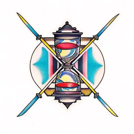 Htraditional hourglass with thick and thin horizonal line either side tattoo design idea